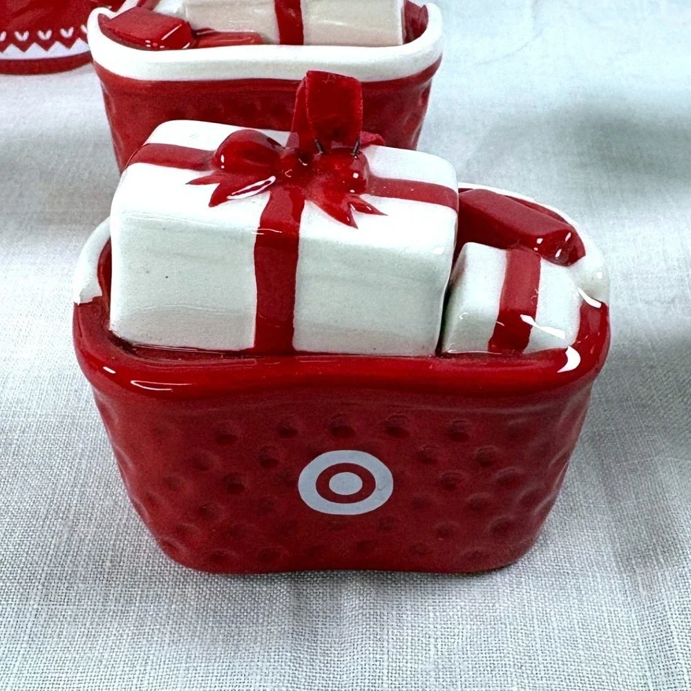 Target Ceramic Christmas Ornaments 12pc Set Red White Dog
